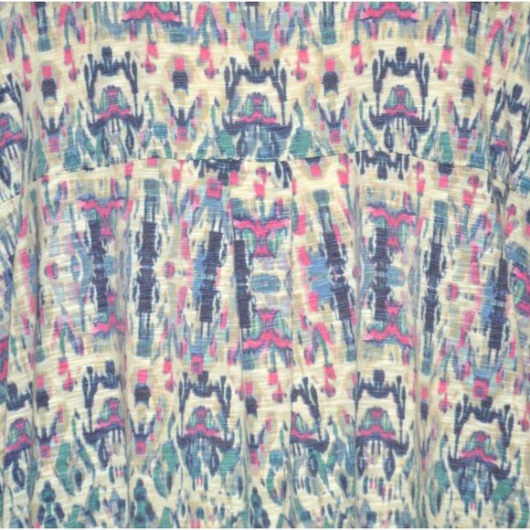 Rose + Olive Womens 3X Colorful Abstract Print Pleated 3/4 Sleeve Blouse Top - Picture 6 of 9